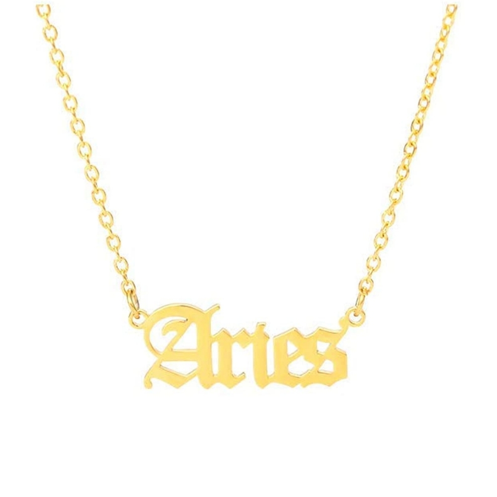 18K Gold Plated Aries Zodiac Necklace for Women, Astrology Necklace